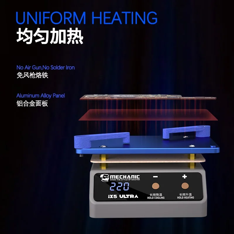 Preheating heating platform fitting, degumming and temperature regulation mobile phone screen removal and welding repair