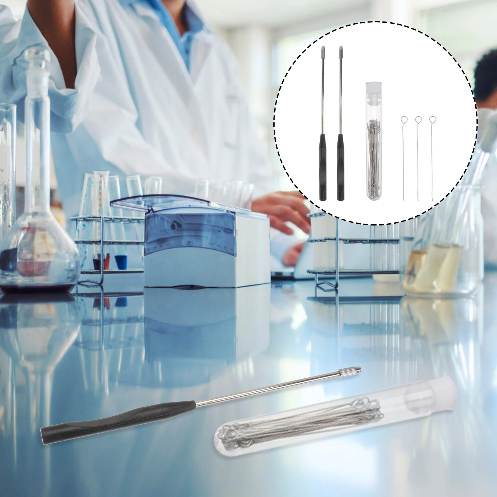 92 Pcs Inoculation Loop Teaching Equipment Copper Rod Microbiology Rods Blue Laboratory Supply Accessory