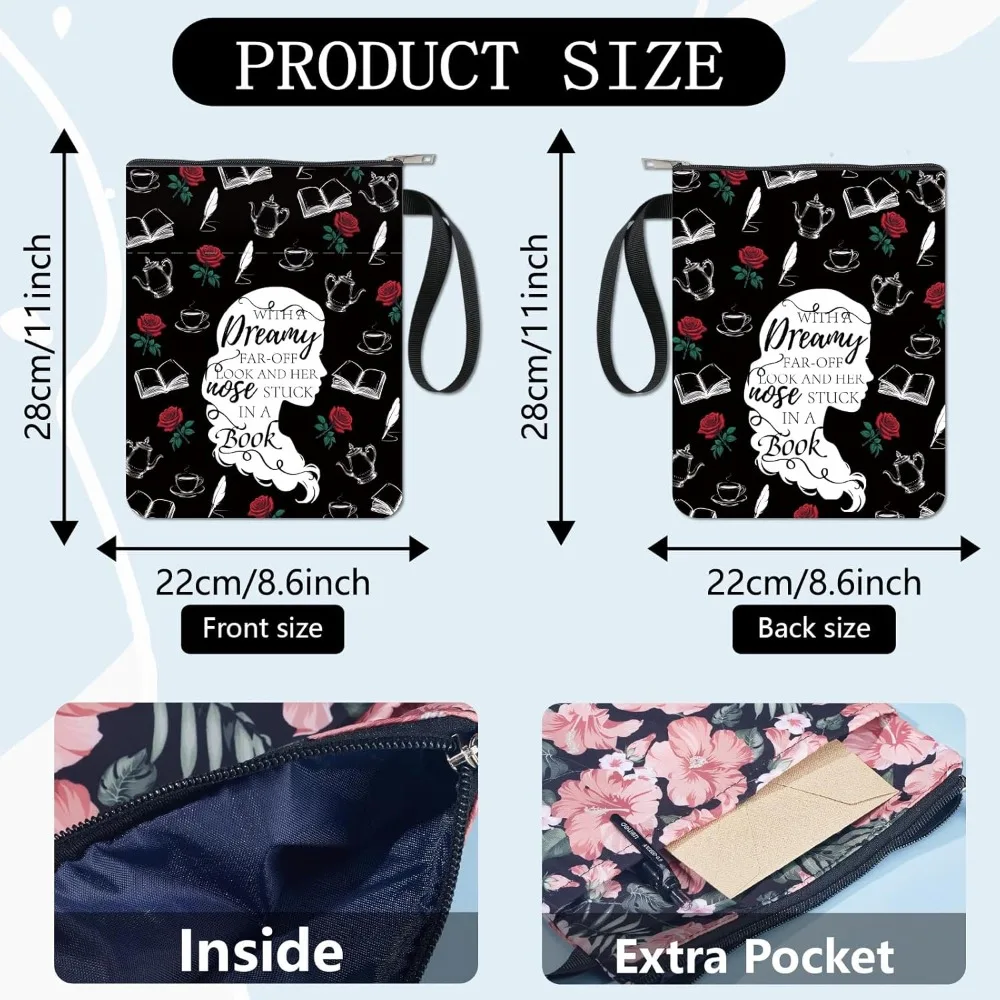 Human Book Sleeve Rose Book Protector Black Covers for Paperbacks Washable Fabric Cloth Cover with Zipper making kit