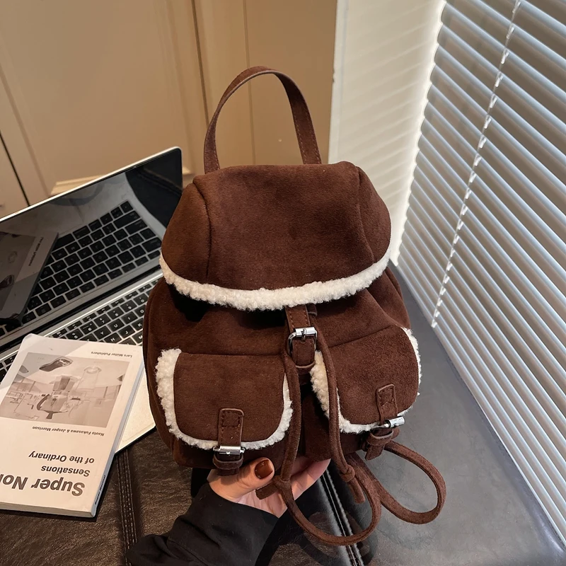 

Модный женский мини-рюкзак из искусственной замши для женщин, маленькая кожаная рабочая сумка, повседневная мягкая сумочка, модная сумка через плечо для девочек