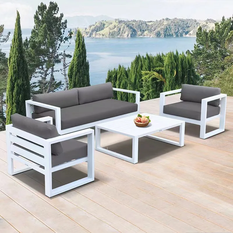 

#Luxury Style Cast Aluminum Black&white 2 Seater 1seater Garden/patio Sofa Set