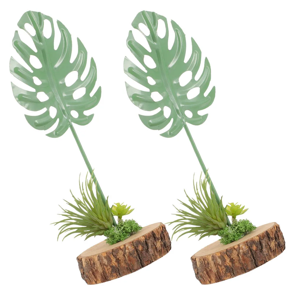 

2Pcs Monstera Leaf Resin Decor Artificial Tropical Plant Nordic Style Fake Palm Tree Living Room Office Bedroom Faux Turtle Leaf