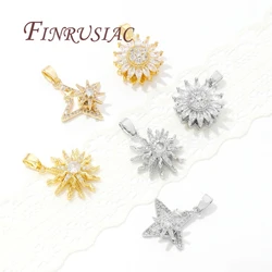 Fashion Crystal Zircon Charms For Necklace 18K Gold Plated Star/Flowers Pendants Accessories DIY Jewelry Making Supplies