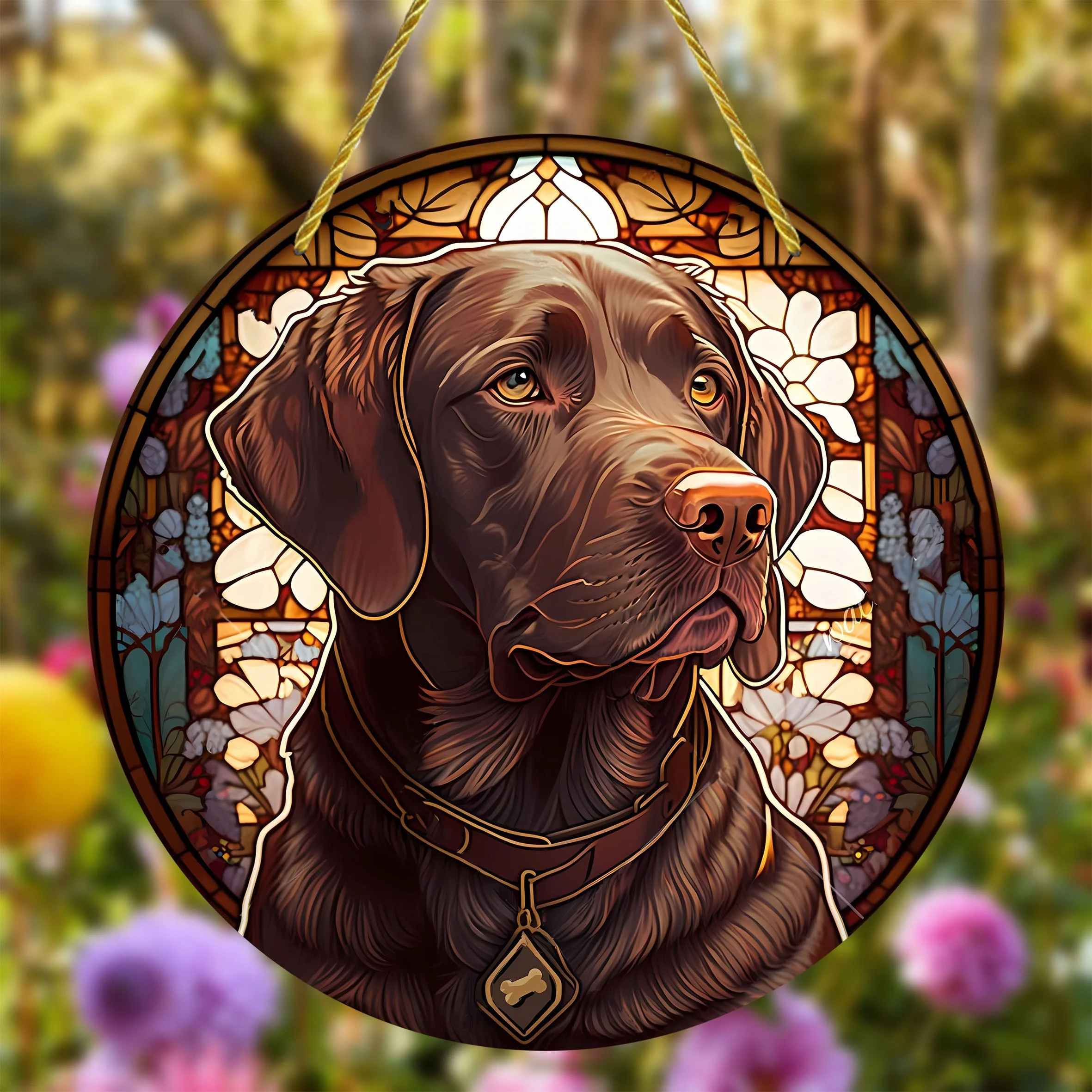 Black Labrador Retriever Round, Acrylic, Wreath Decor, Windows, Porch, Walls, Home, Room Decor