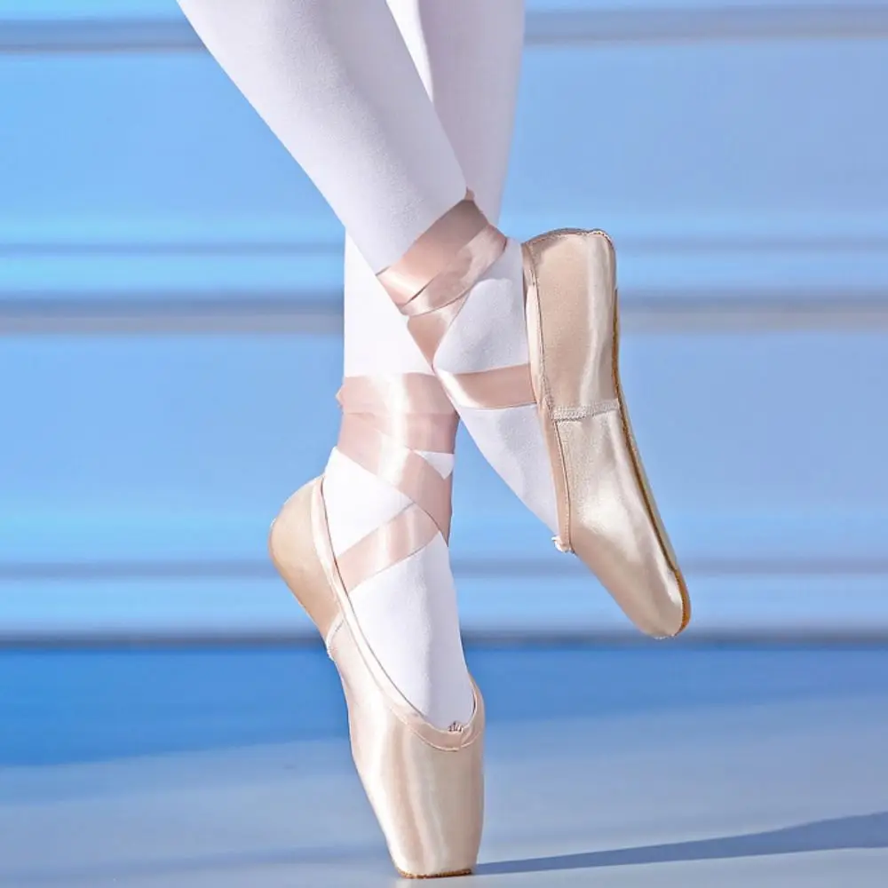 Swan Shoes Satin Girls' Ballet Shoes Soft Sole Pointy Dancing Shoes Professional Elastic Pointe Shoes Ballerina Ballet