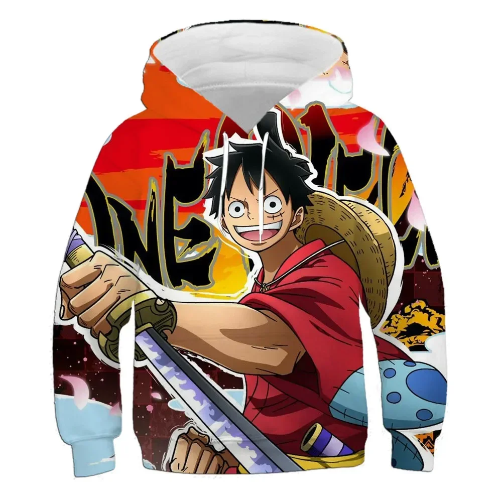 2025 Summer 3D Printing Sweatshirt Pirate King Hoodie Children's Pullover Long Sleeve Boys' Cartoon Street Top