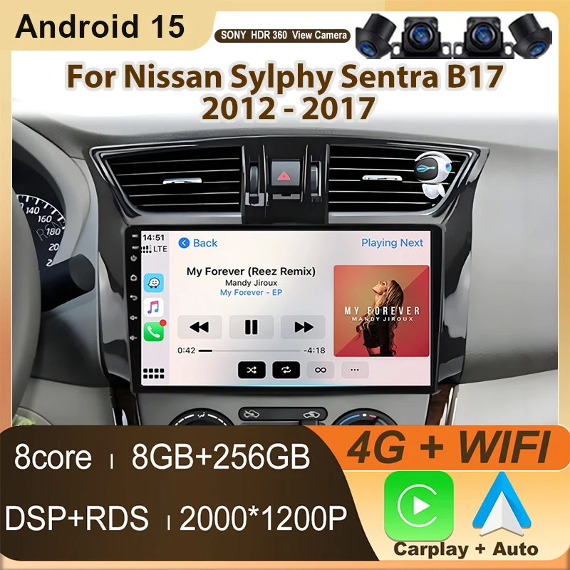 

Car Radio Multimedia Video Player For Nissan Sylphy Sentra B17 2012 - 2017 Android Stereo GPS Carplay Auto No 2din DVD Head Unit