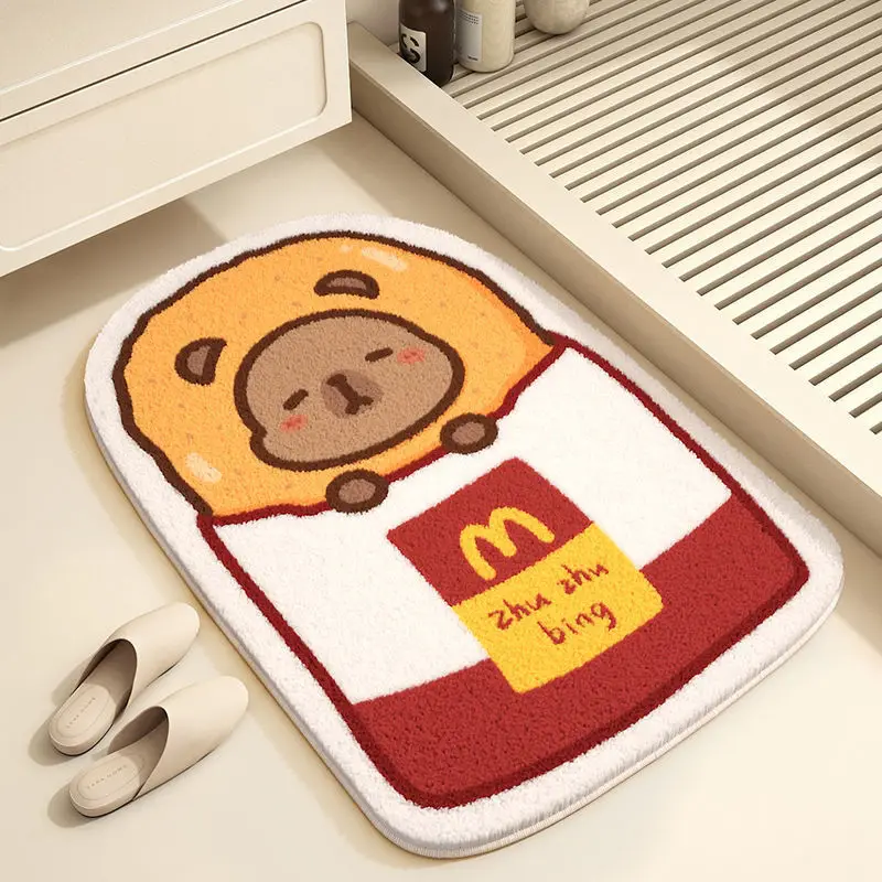 Capibara Capybara Burger Imitation Cashmere Toilet Floor Mat Bathroom Water Absorbent Non-slip Mat Foot Mat Toilet Carpet