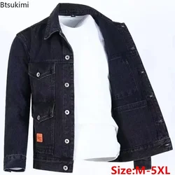 Chaqueta de mezclilla Cargo para hombre, cárdigan informal, holgado, Vintage, moda juvenil, abrigos de vaquero lavados, talla grande, novedad de 2024