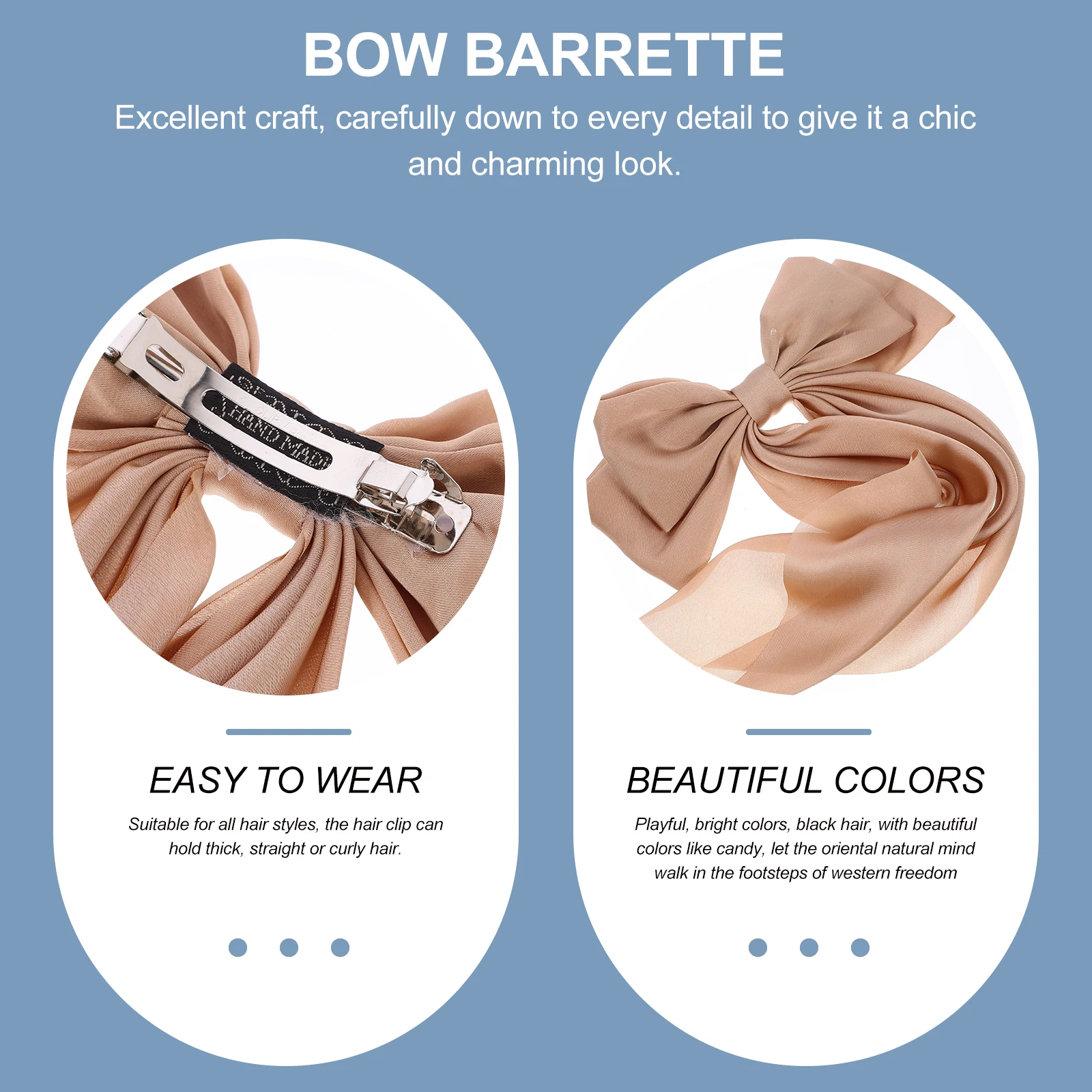 

2 pcs Large Bow Hair Clip for Girls Women Cute Hair Accessories Ribbon Bows Party Prom Birthday Banquet Daily Wear Reusable