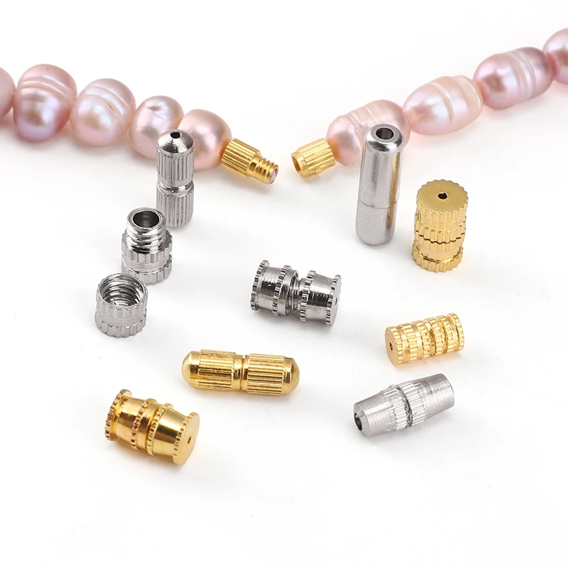 1/5pcs Multi Size Brass Screw Clasp Closure Fastener Jewelry Connector End Tip Caps For Handmade DIY Bracelet Necklace Materials