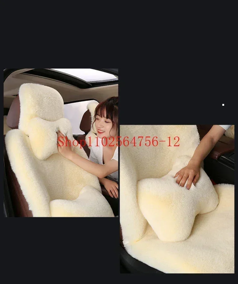 Car Winter Seat Cover Sheepskin 5 Seater Plush Rabbit Car Seat Cover Faux Fur Car Seat Cover Winter Warm Fluffy Auto Cushion