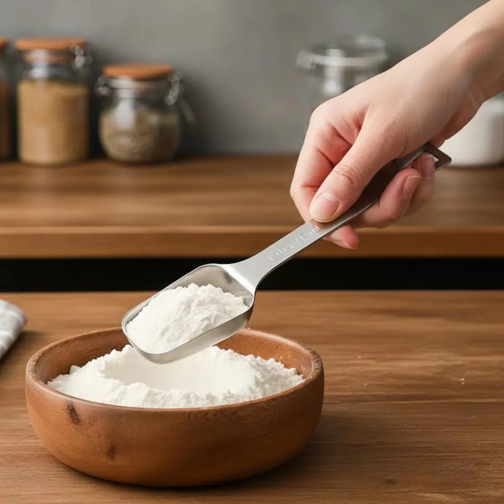 304 Stainless Steel Square Head Measuring Spoon Long Handle With Scaled Coffee Scoop Hanging Hole 15 ML Flour Spoon Baking