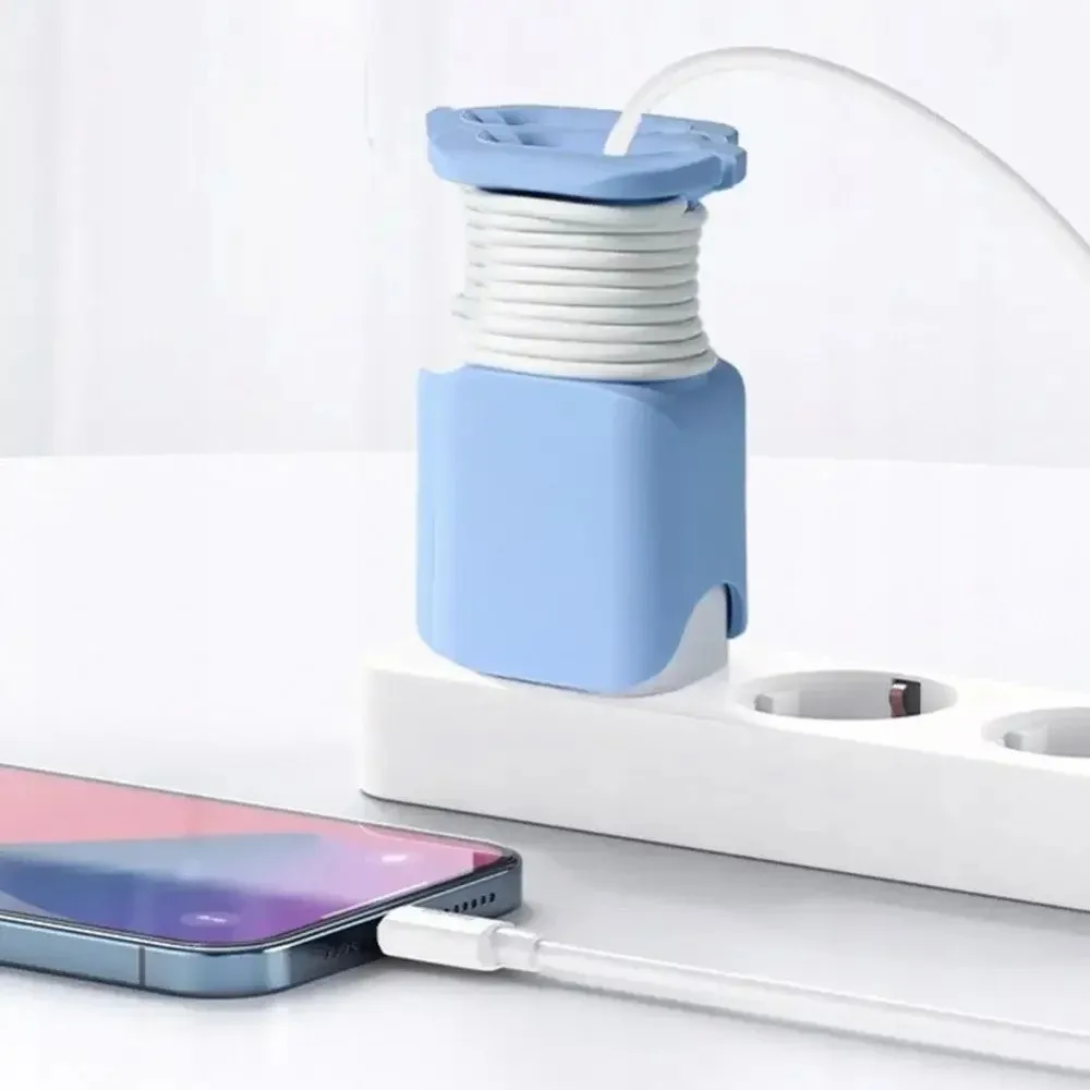 2 In 1 Design Charger Protector Case Soft Anti-Break Protection Cable Wire Organizer Silicone Charger Protector