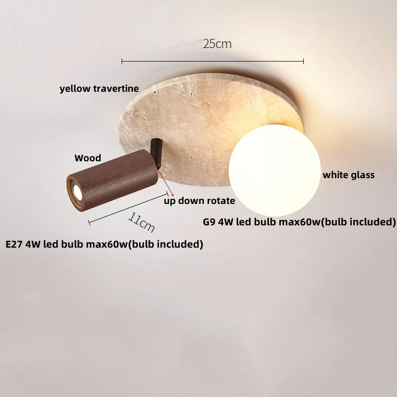 LED-plafondlamp Woonkamer Eetkamer Wit Glas Geel Travertijnhout Scandinavische Moderne Plafondlampen Plafondlamp