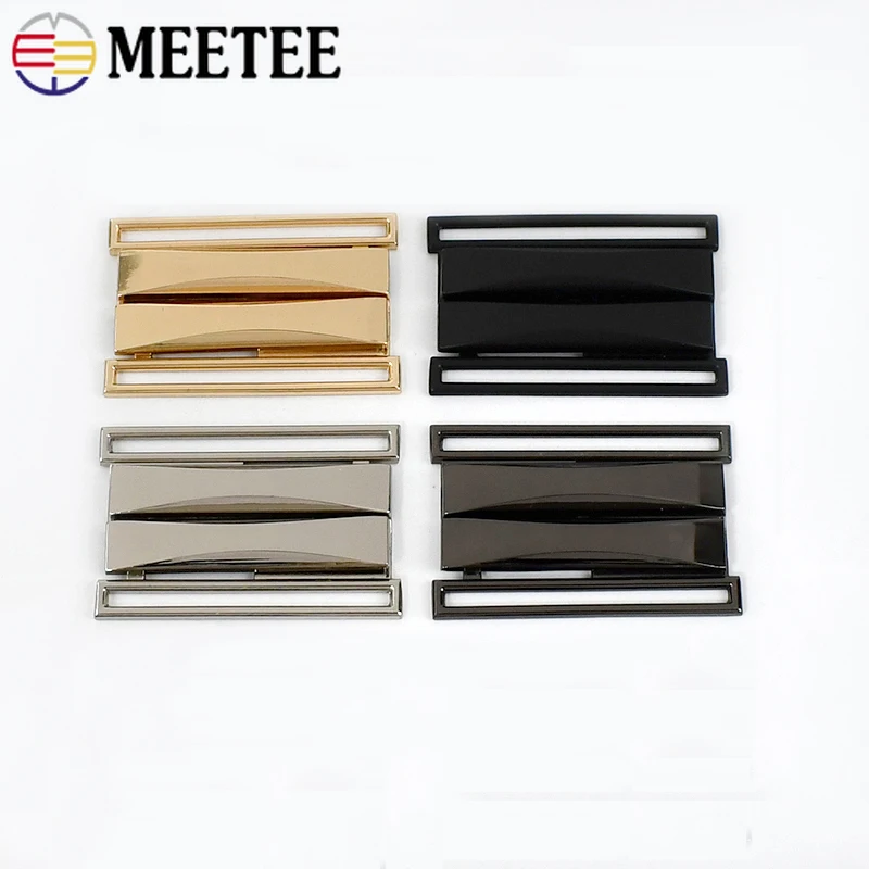 Meetee 2Pcs 30-70mm Metal Belt Buckles for Sewing Women Coat Down Jacket Pants Buttons Clasp Decoration DIY Garment Accessories