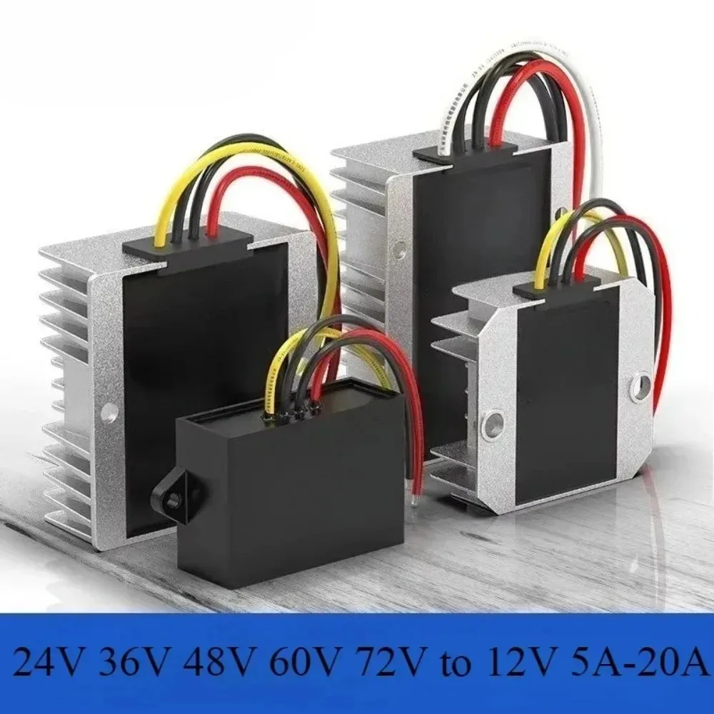 72V to12V 20A 24V 36V 48V 60V-12V 5A 10A Voltage Regulator  Car Truck Boat  buck 60v Power Supply Step-down DC DC Converter