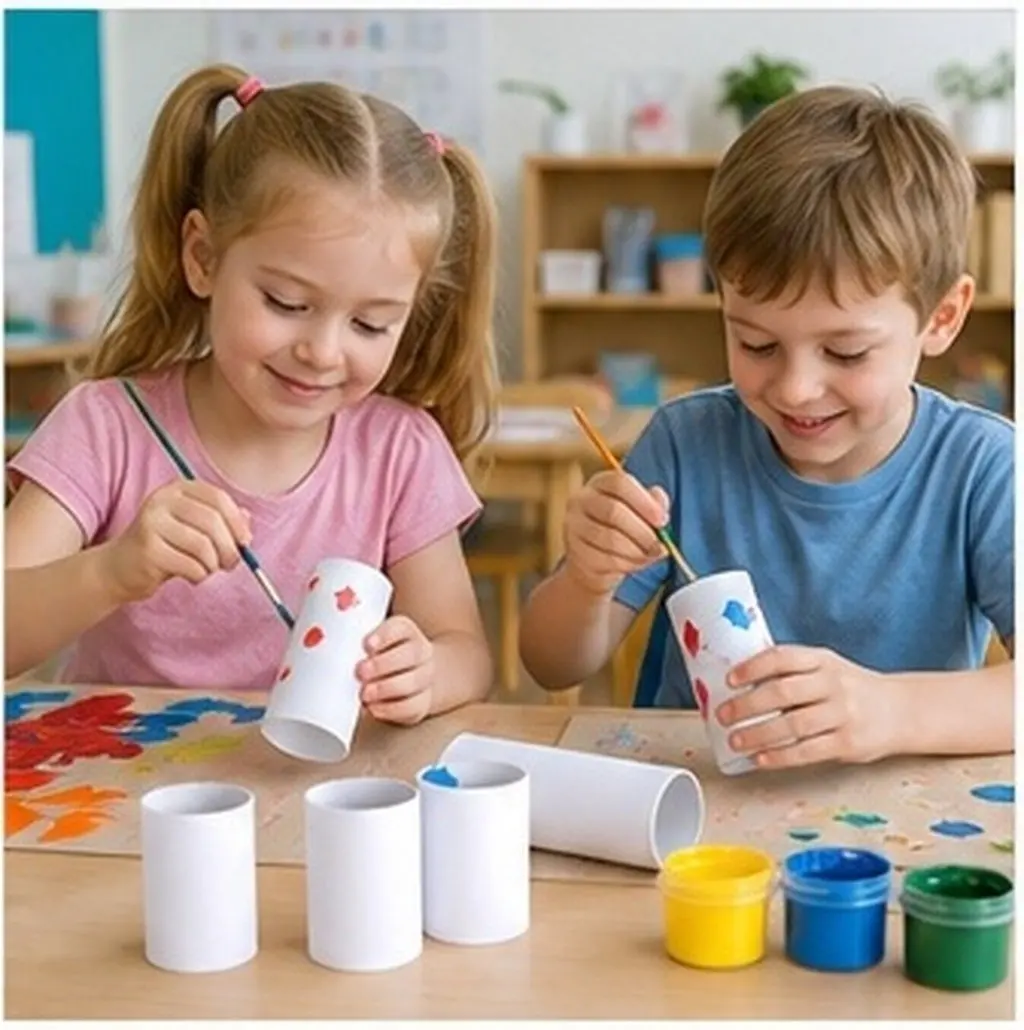 20Pcs White Craft Cardboard Tubes 4x2x0.06 Inch Round Paper Cylinder Tubes for Kids Party Bag Fillers DIY Painting School