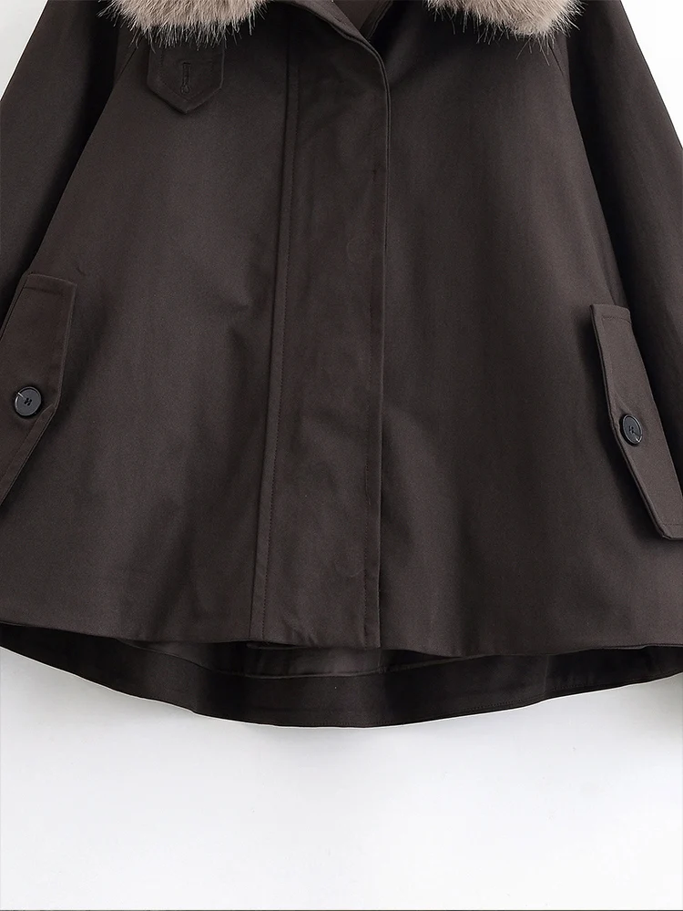 유럽 스타일 신상 여성 패션 다용도 심플 탈부착 가능한 퍼 칼라 윈드브레이커 재킷