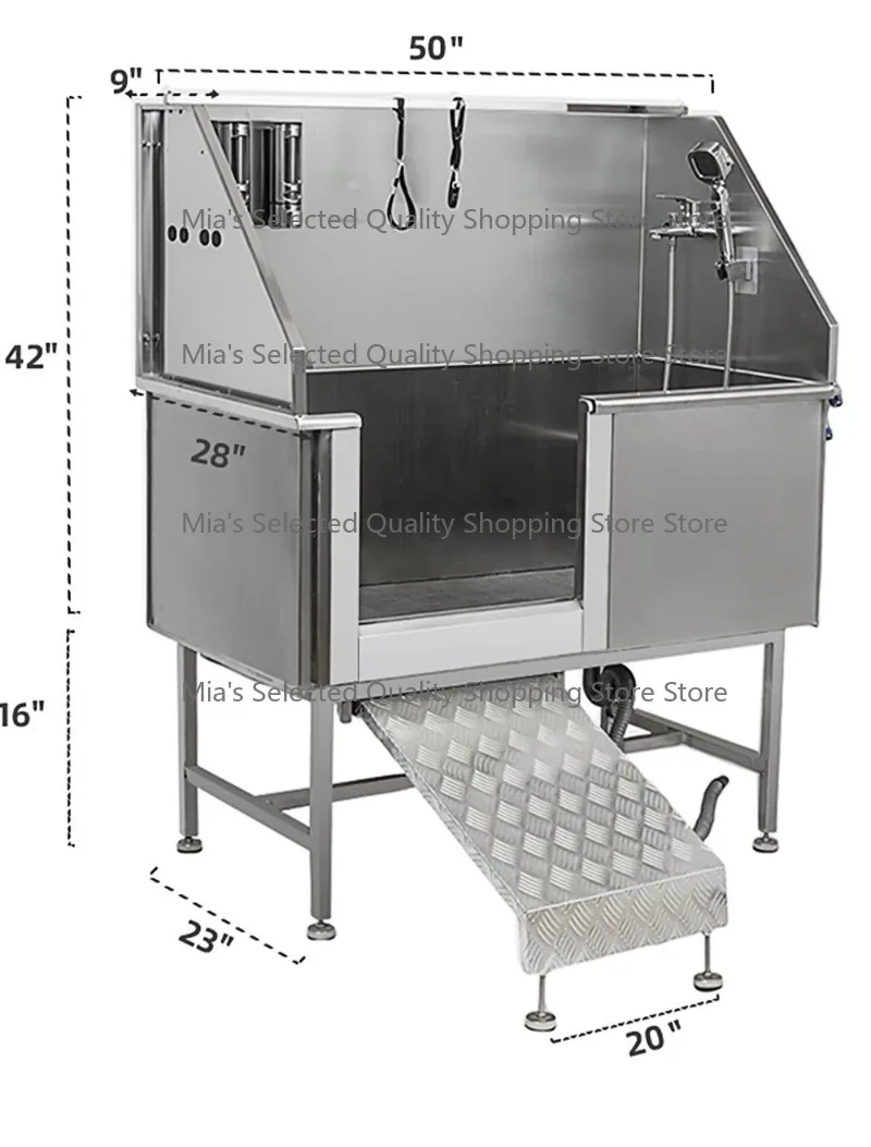 Eco-Friendly Stainless Steel Pet Grooming Tub with Ramp Faucet And Hose Circular Dog Bath Tub for Pet Care