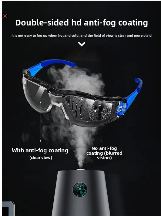 Occhiali di sicurezza antiappannamento, occhiali protettivi antipolvere e antispruzzo con spugna morbida, per lavori di laboratorio medico industriale, lenti trasparenti