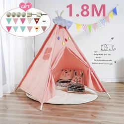 1.8M Portable Children's Tents Kids Cotton Canvas Indian Play Tent Tipi Play House Wigwam Child Little Teepee Room Decoration