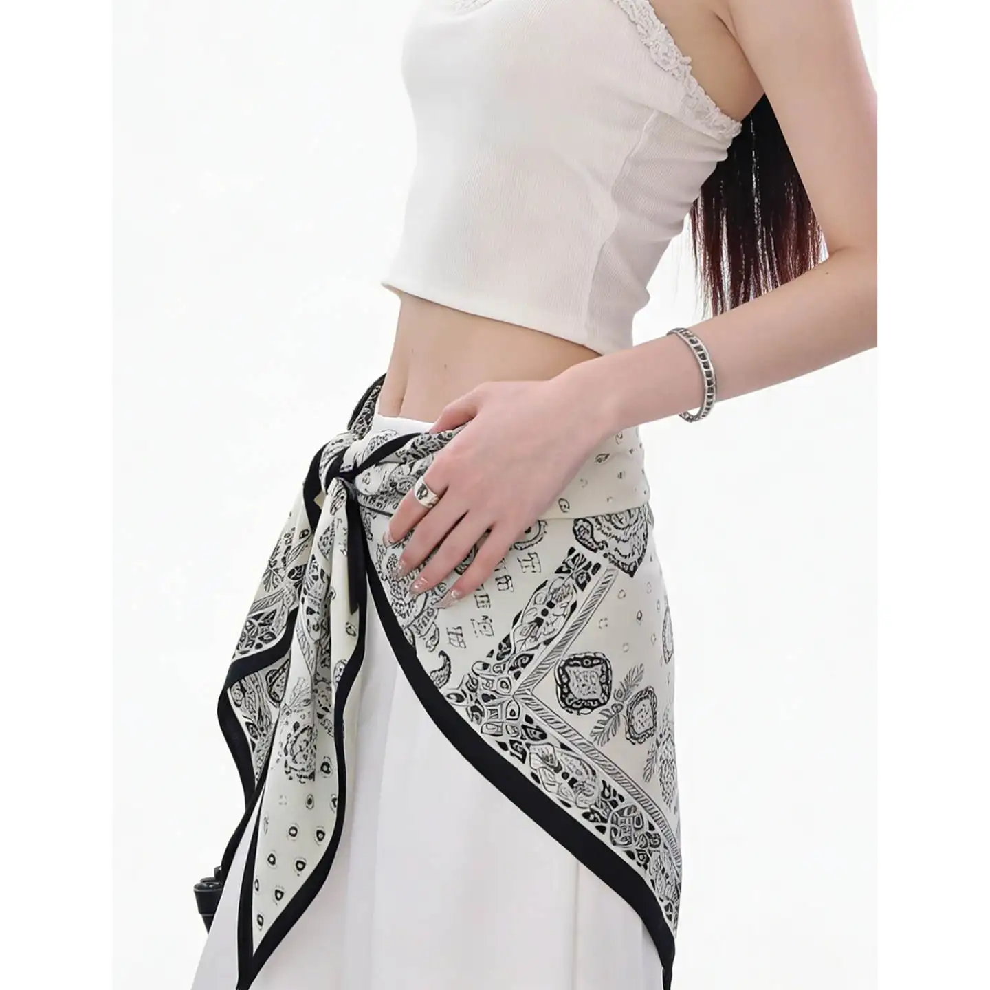 Spring 2026 New Style Women's Walnut Flower Belt Waist Decorative Skirt Curtain High-End Sensation Layering  Scarf Ac...