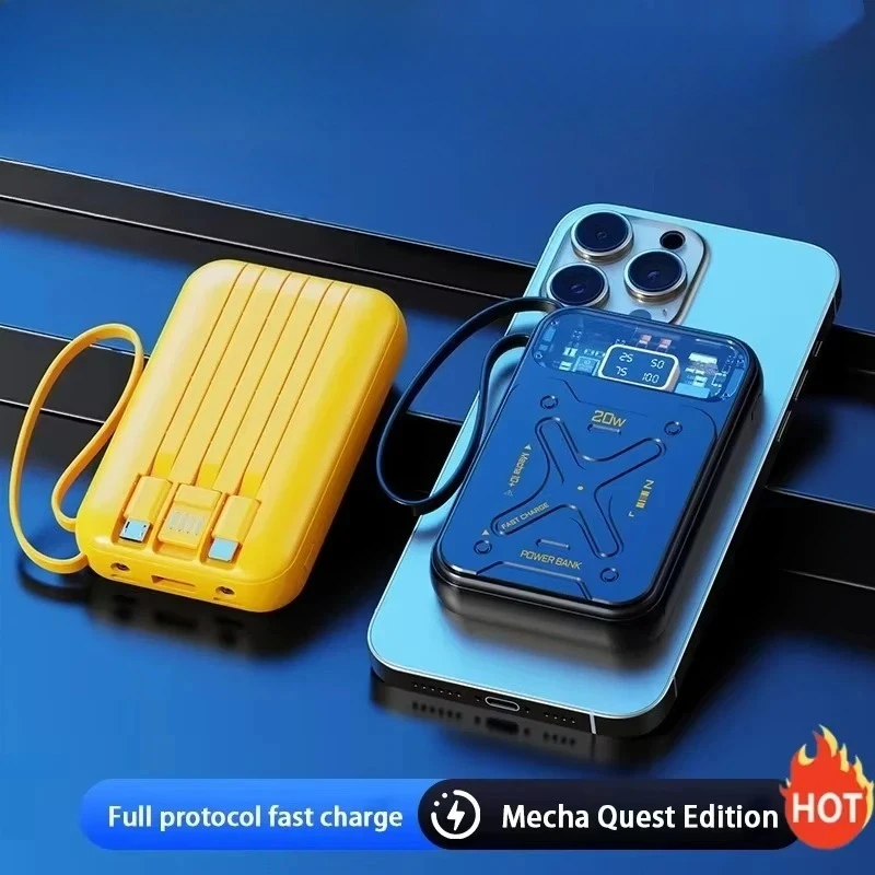 

Мобильный аккумулятор Mech Wind большой емкости 50000 мАч со встроенным кабелем для быстрой зарядки 20 Вт, подходит