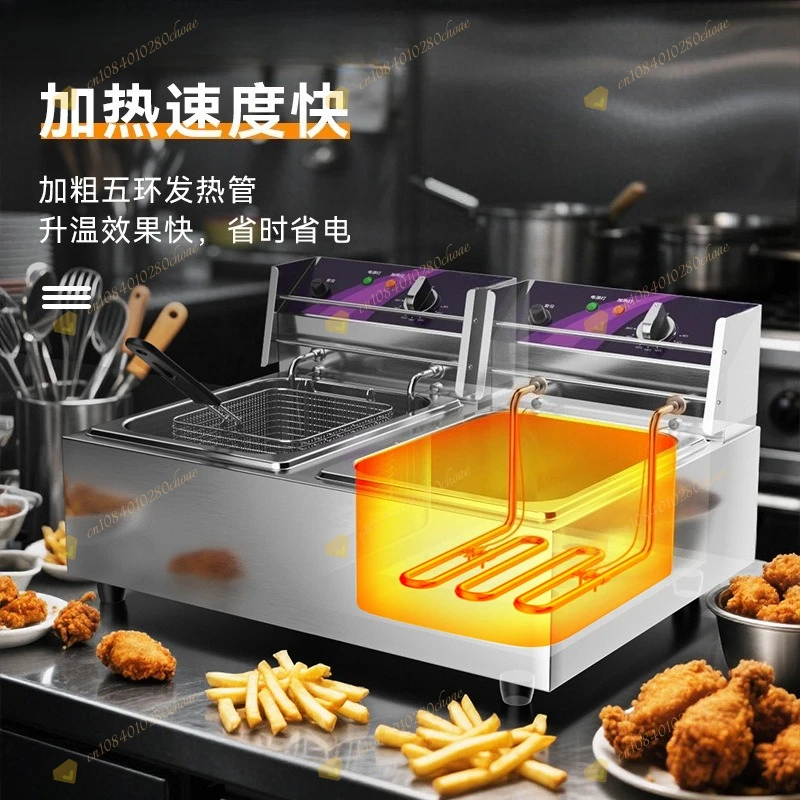 Electric Frying Oven Single Double Cylinder Electric Frying Pan Constant Tempera