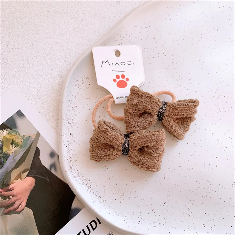 2025 Cute Dot Cloth Bow Hair Rope Ring Children Baby Girls Kids Elastic Hair Rubber Band Accessories Headdress Headwear Ornament