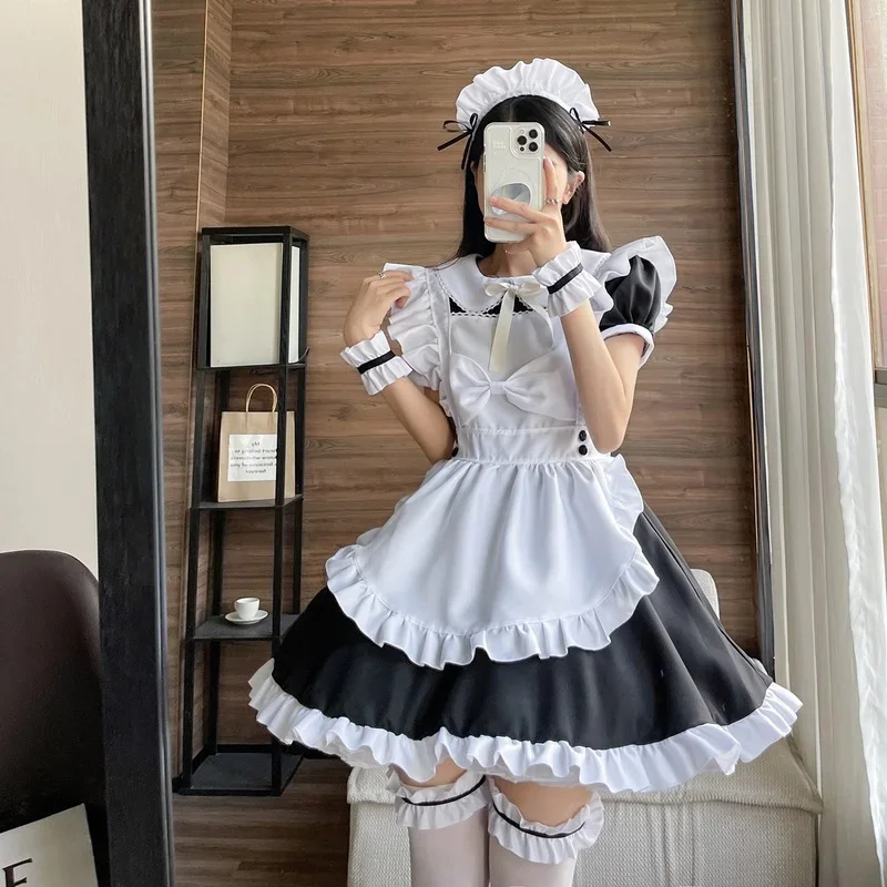 13Plus Size Halloween Meid Cosplay Kostuums Anime Cartoon Zwart Wit Lolita Jurk Zoete Boog Knoop Student Kawaii Sailor Uniform