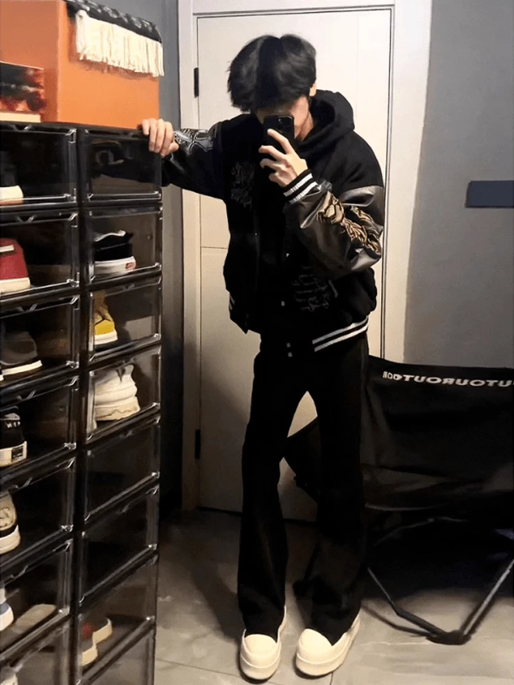 

Cleanfit High Waist Straight Leg Bla Jeans Men's Spring Autumn American High Street Sle Slimming Long Pants