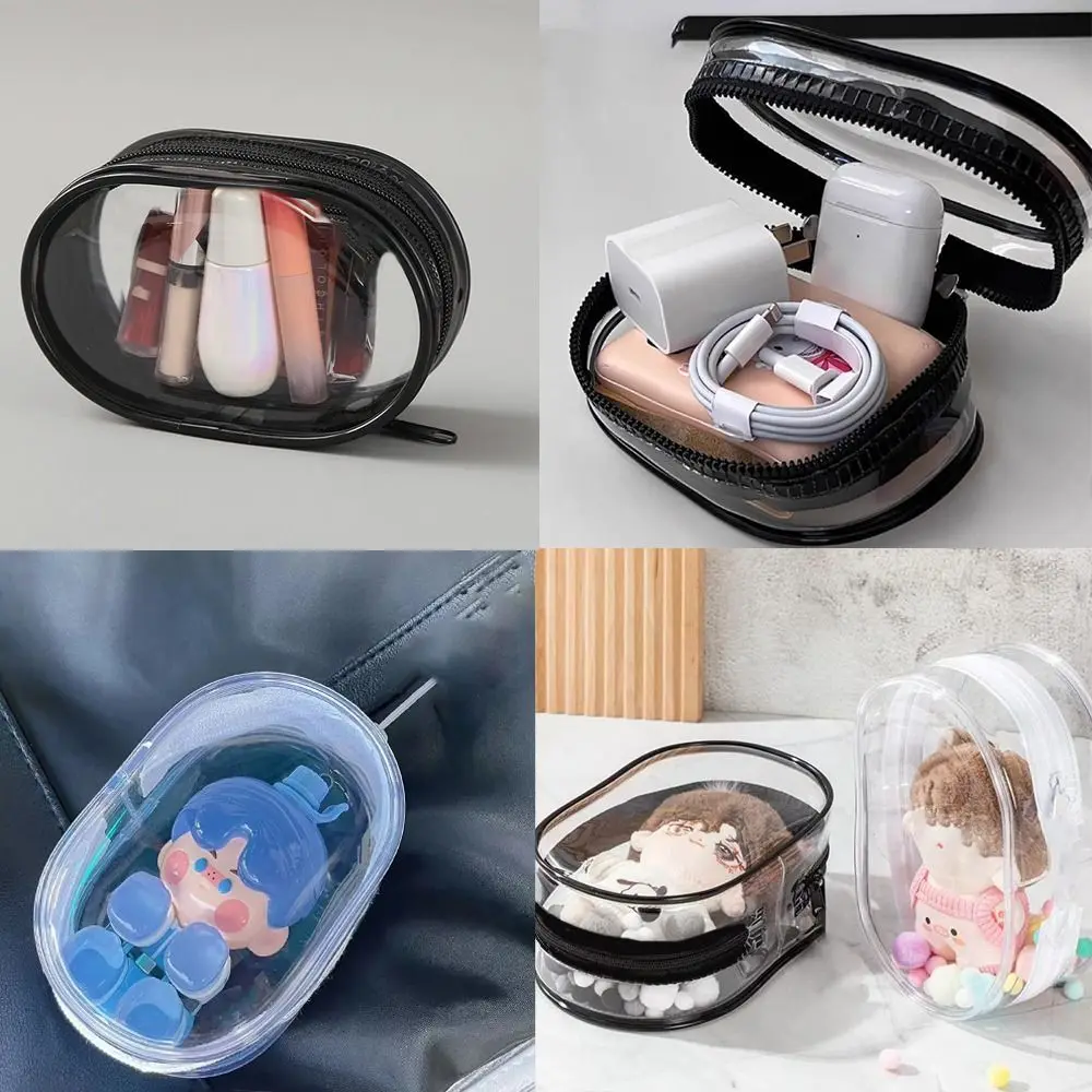 Outdoor Portable Data Cable Storage Box Waterproof Transparent Doll Display Bag PVC Doll Organizer for Makeup Storage