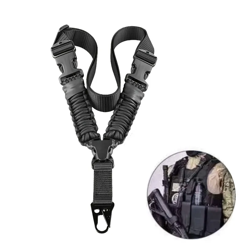 Vertical Single Point Gun Sling Shoulder Strap Metal Buckle With Braided Paracord Rifle Shot Gun Strap Belt Rope Hunting
