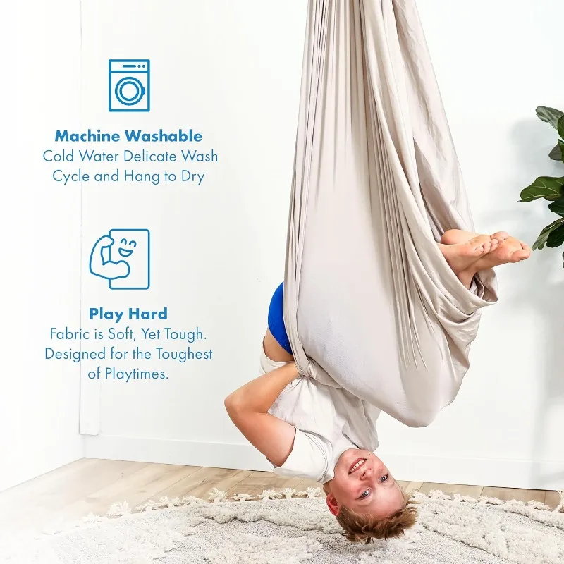 أرجوحة حسية للأطفال والكبار - تحمل 300 رطل، حسية داخلية وخارجية للتعليق مثل تأثير مهدئ - طبقات مزدوجة ناعمة