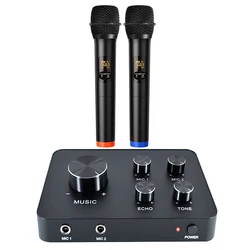 HD Microphone Karaoke Mixer Microfono UHF Dynamic Two-Button Wireless Microphone SoundBar Speaker Hi-fi Amplifier Karaoke Mixer