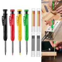 8pcs/set Solid Carpenter Pencil Joiner Marker Woodworking Pencil Marking Tool Multi Colors With Built-In Sharpener