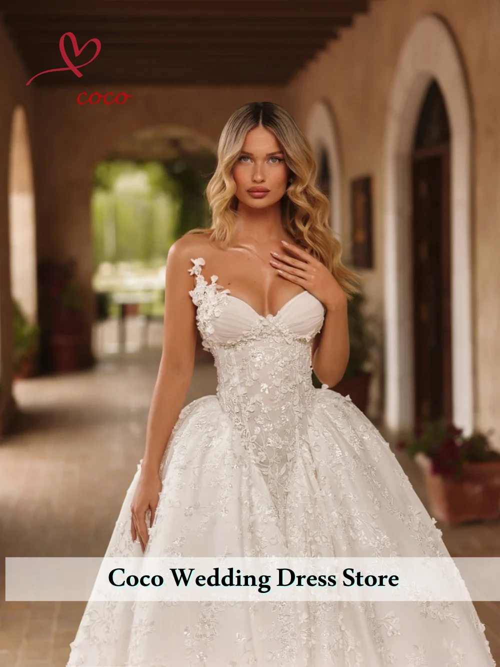 Customized Exquisite Sequined Lace Appliques Wedding Dress V-neck Sleeveless Bridal Gown A-line For Bride Vestido de Noiva