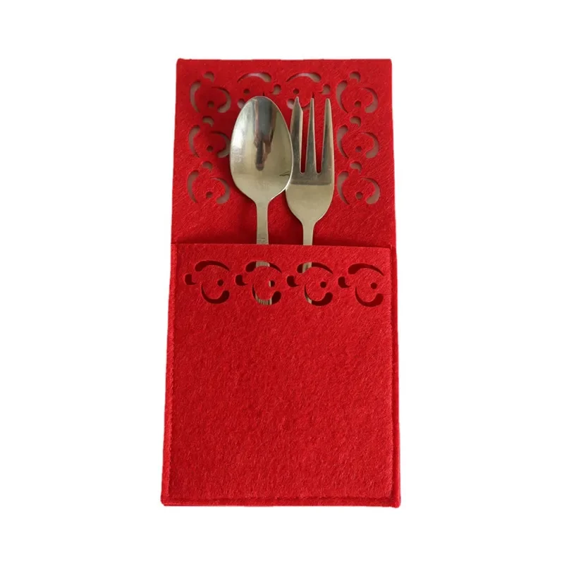 4pcs Christmas Tableware Pocket Red  Knife Fork Bag Non-Woven Fabric Cutlery Cover Home Decoration Party Ornaments view 5