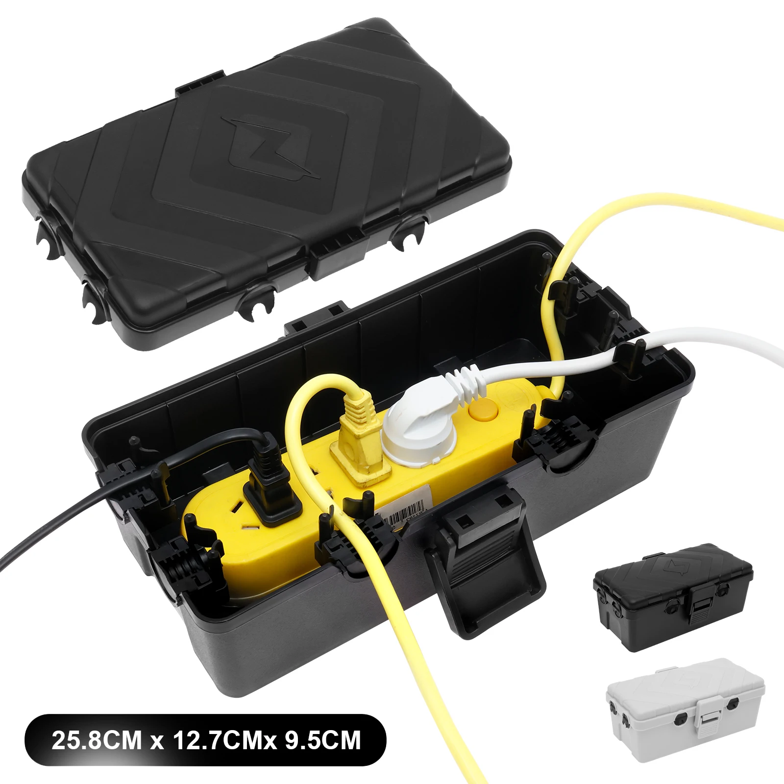 Caixa de conexão elétrica à prova de intempéries 25.8x12.7x9.5cm caixa elétrica externa, capas de cabo de extensão à prova d'água para cabos de tomada