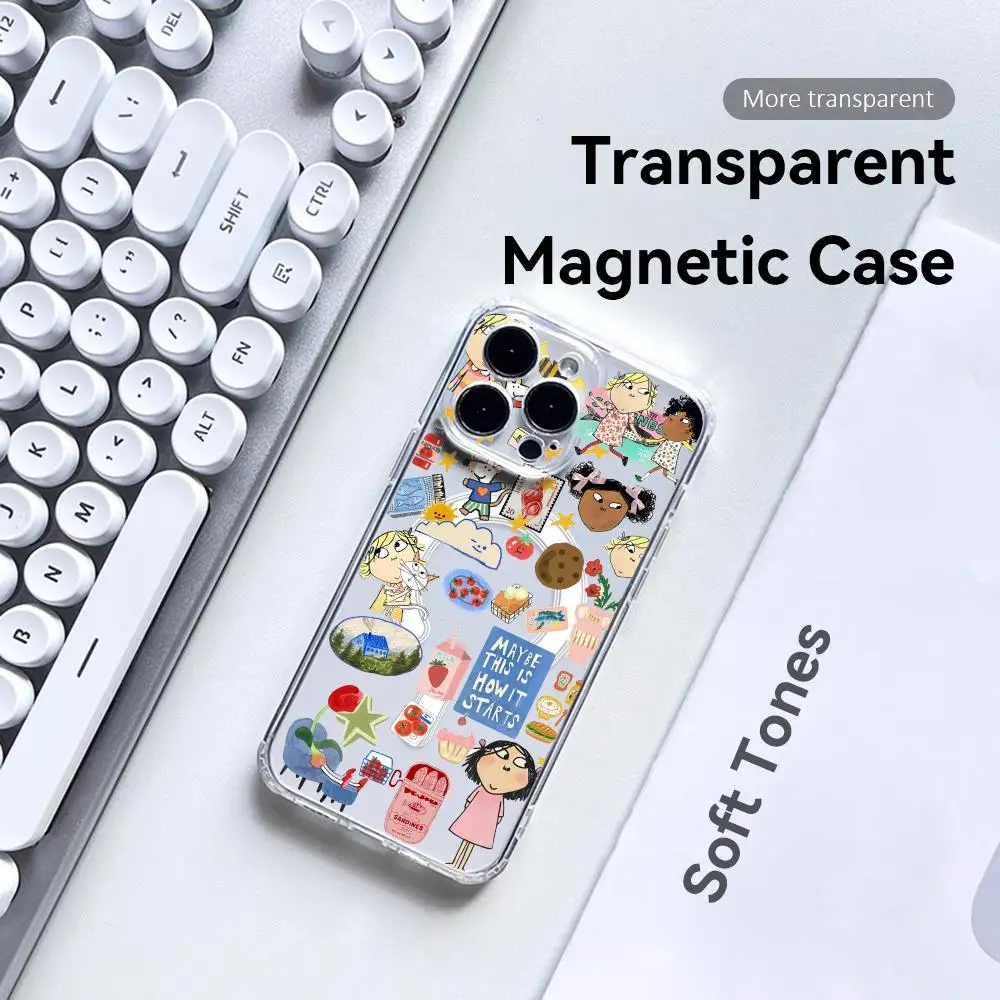 Cartoon C-Charlie And Lola Phone Case Magnetic Clear Case for iPhone 17 16 15 14 13 12 Pro Max Plus Slim Wireless Cover view 3