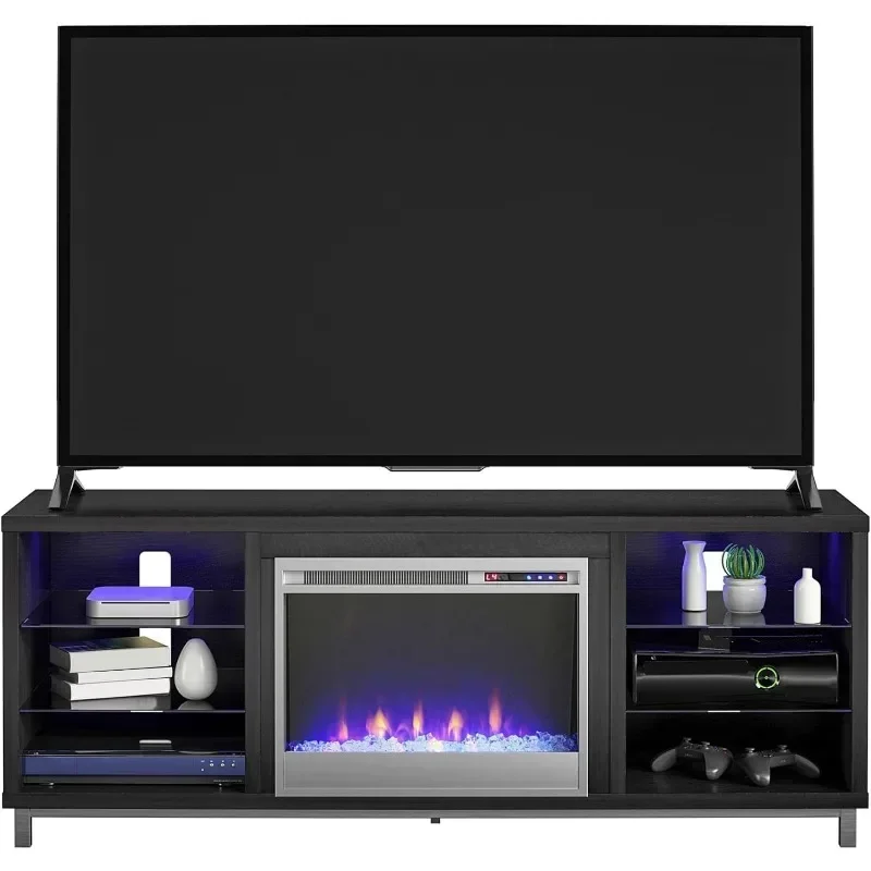 

HFireplace TV Stand for TVs up to 48 Inch, Replaceable Electric Fireplace Insert Heater, Remote Control, Timer, Color Changing