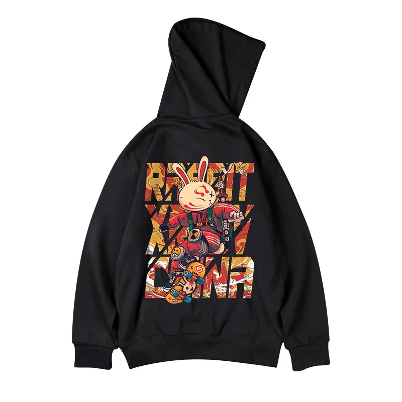 【M-8XL Hoodies】Men Oversized Hoodie Loose American Cartoon Spy Rabbit Print Couple Hoodies