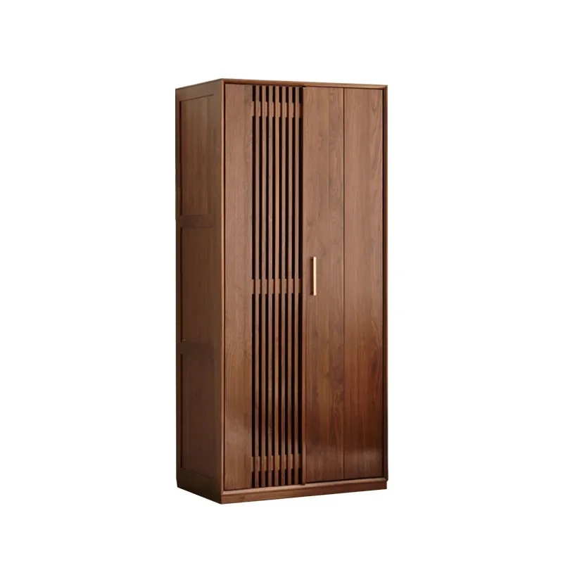 New Chinese-style North American black walnut wardrobe combination locker hotel bedroom Song-style aesthetic Zen solid