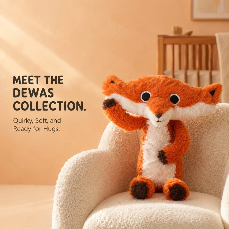 Cute Fox Plush Toy Soft Stuffed Animal Kawaii Fox Doll for Kids Birthday Gift Home Decoration Sleeping Companion