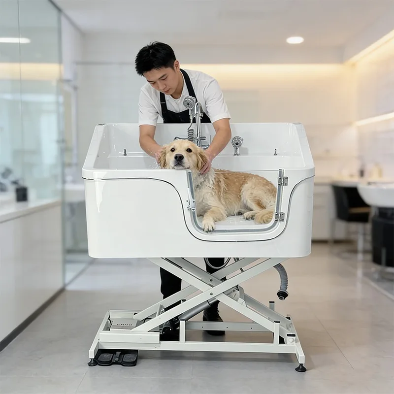 Electric Lifting Acrylic Bathtub for Grooming Large Dog & Small Animal Bath Strong Load-bearing Capacity