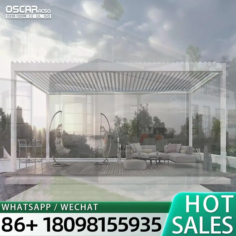 Motorized Operation Customized Size 4*6 Square White Aluminum Alloy Pergola for Garden Patio Backyard Outdoor Price pergola