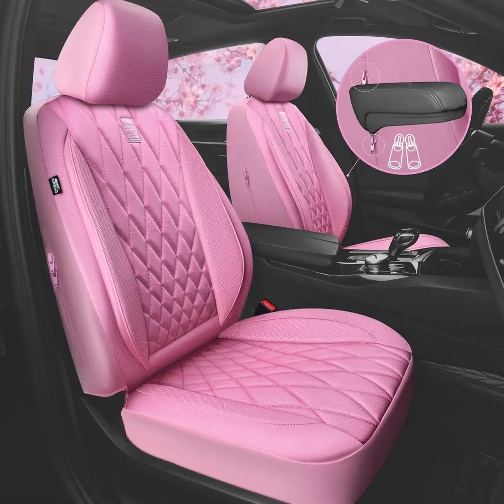 5-Seat Luxury Leather Seat Covers, Anti-Slip Waterproof, Compatible with Front Armrests, Universal Fit for Cars, SUVs, and Truck
