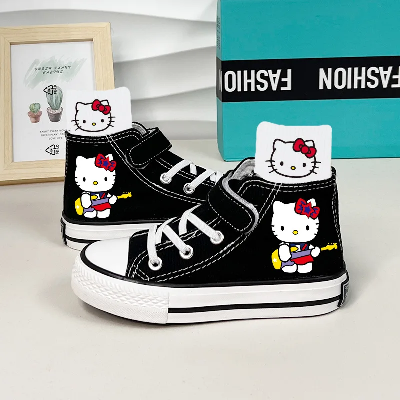 

Sanrio Y2K повседневная обувь для девочек «Hello Kitty», студенческая обувь Kawaii Gaobang, детская дышащая парусиновая обувь с героями мультфильмов на весну и осень