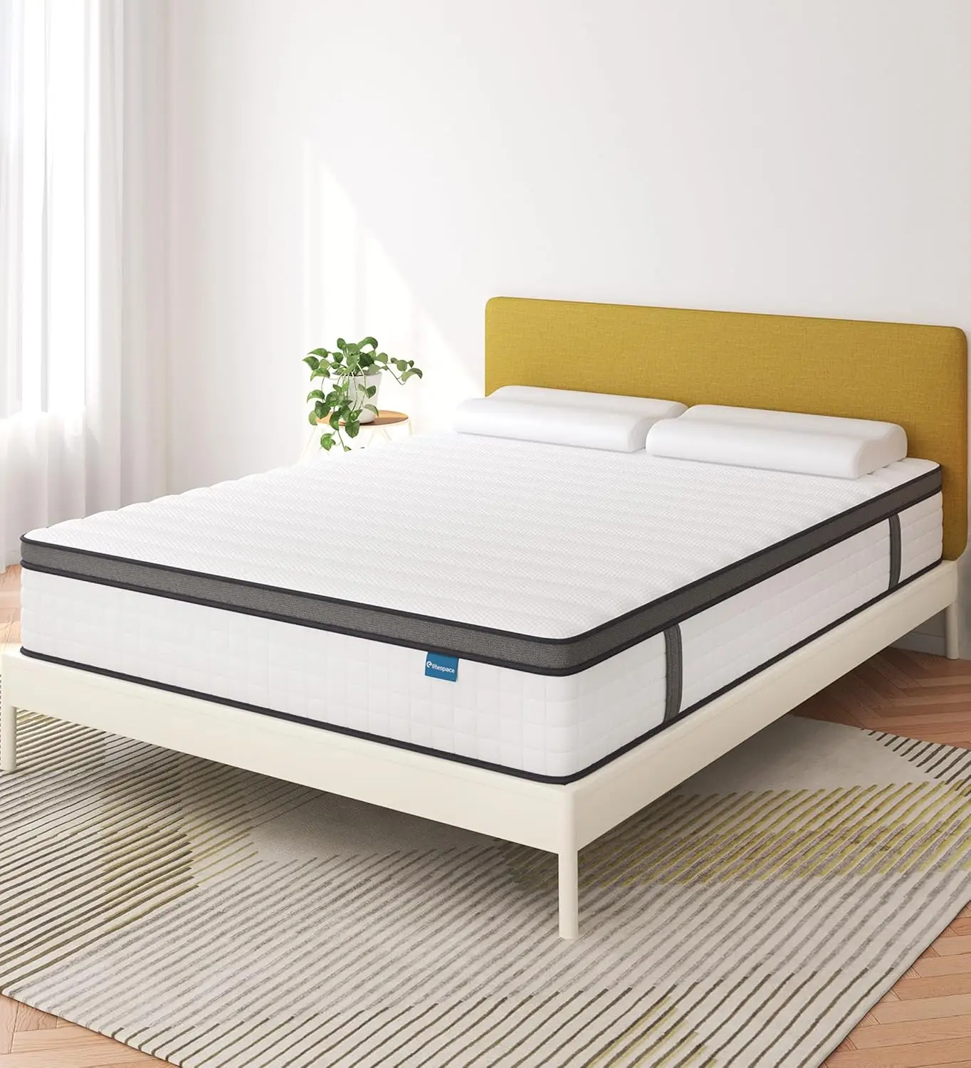 Matelas en mousse à mémoire de forme hybride, matelas complet de 10 pouces dans une boîte, polymères blancs, doux et confortables, optimisme moyen